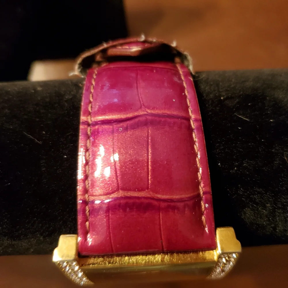 Joan Rivers Vintage Red/Berry Square Crystal Accent Watch